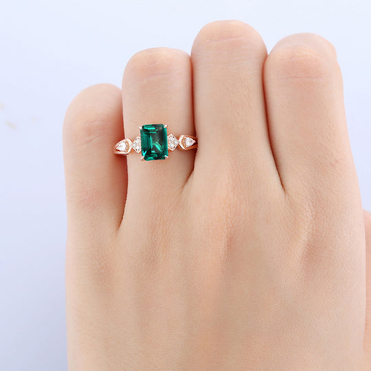 2 Carat Emerald Cut 6X8 Moissanite Rings