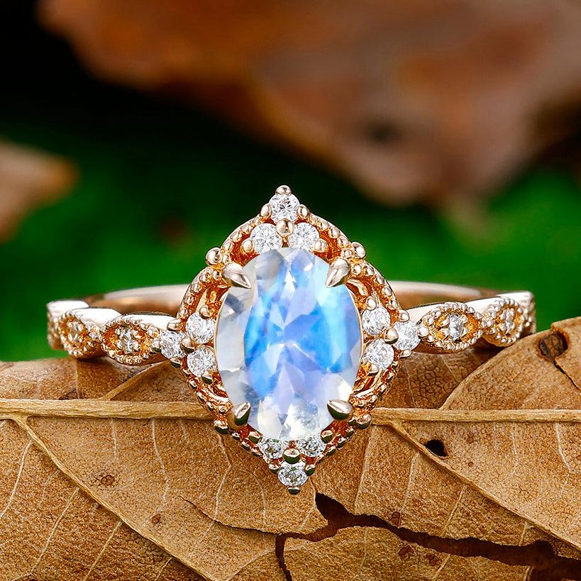 Oval Moonstone Engagement Moonstone Engagement Ring With