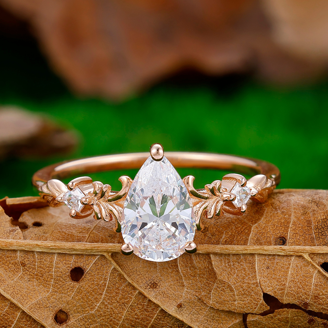 Dainty Pear Shaped Engagement Ring Dainty Pear Cut Moissanite