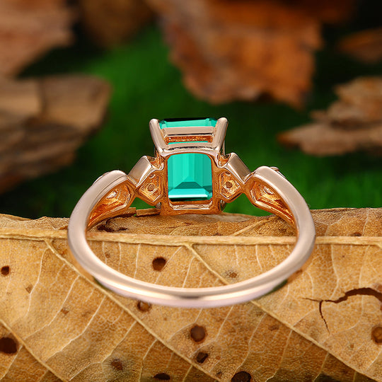 2 Carat Emerald Cut 6X8 Moissanite Rings