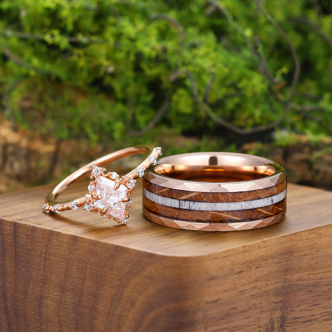 Delicados anillos de compromiso de moissanita con filigrana para