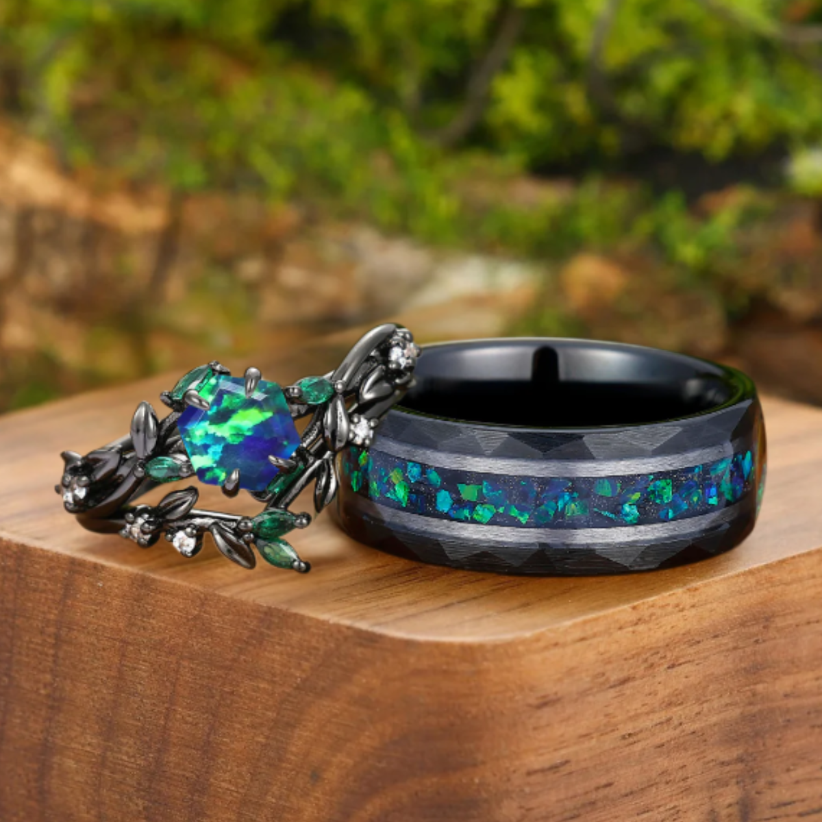 【LOOT】Viking  Rex ring レックス リング 青緑石 Nature-inspired Design Peacock Green Opal Sprig Engagement Rings