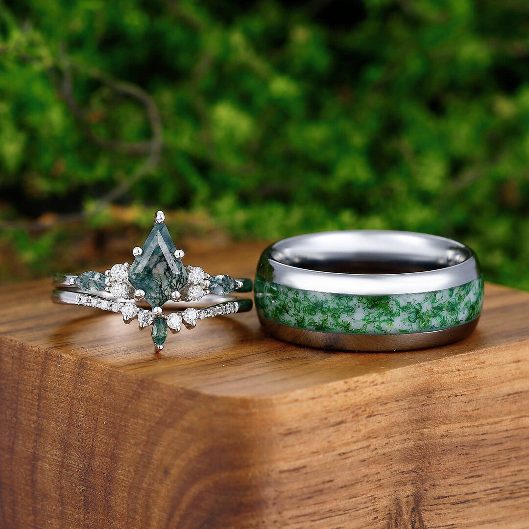 925 Sterling Silver Green Engagement Wedding factory Ring