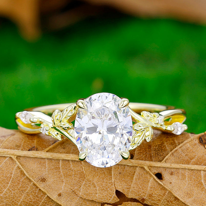 Anello di fidanzamento con moissanite taglio ovale 2CT, design a