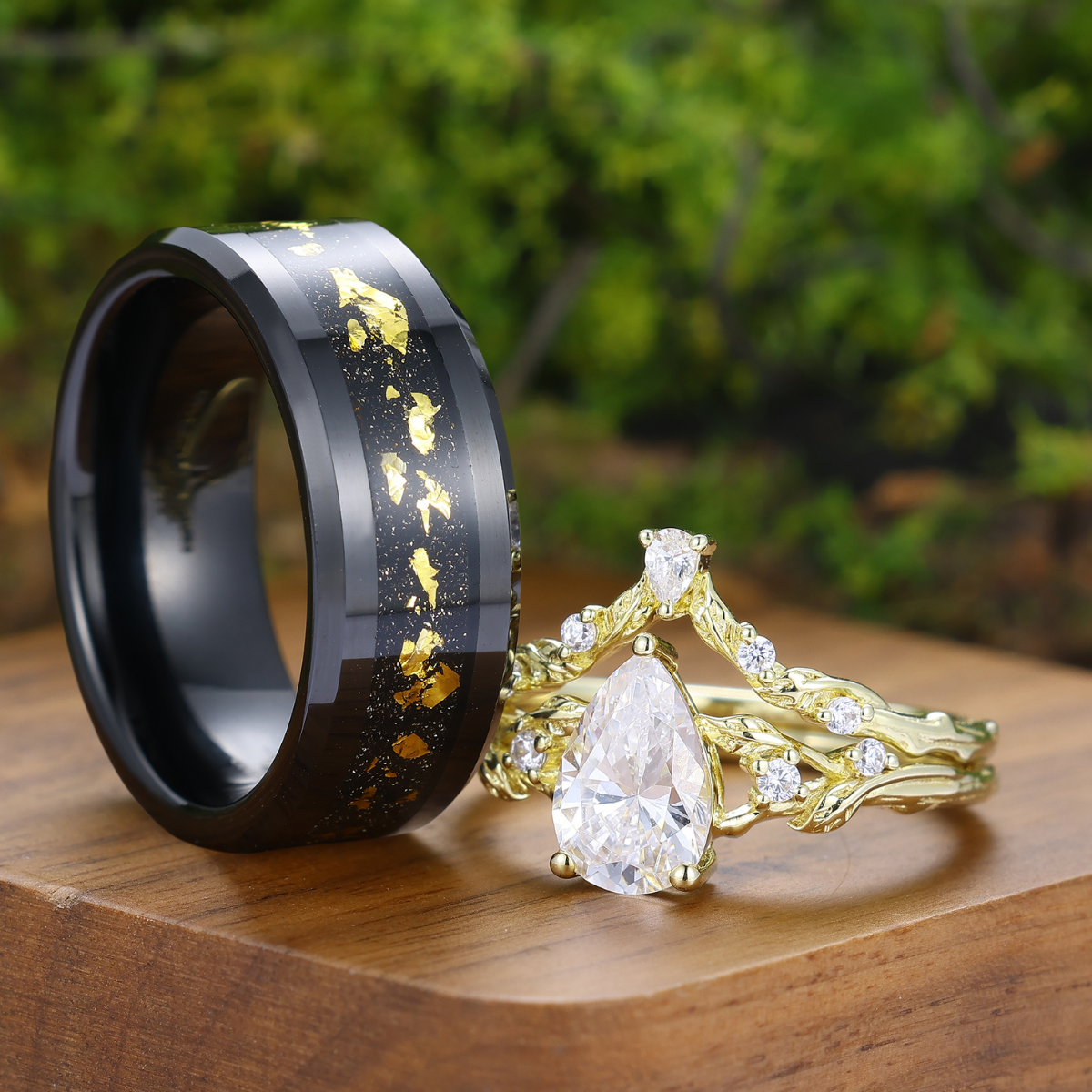 Nature Inspired Moissanite Branch Couple Ring Set Matching His And Her –  Esdomera.com