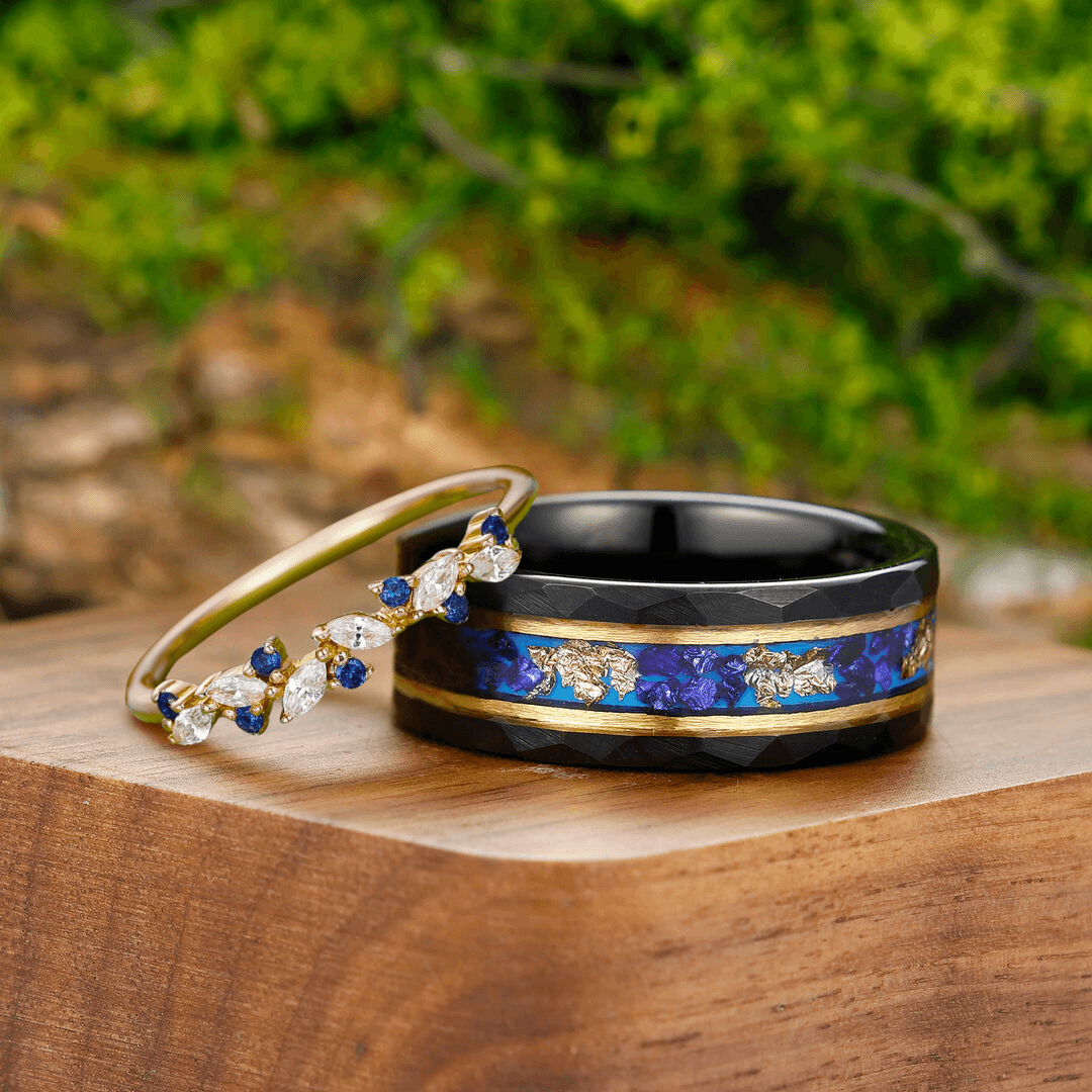 Couple Rings 50 Rupees Ring Classic Sapphire Leaf Anniversary