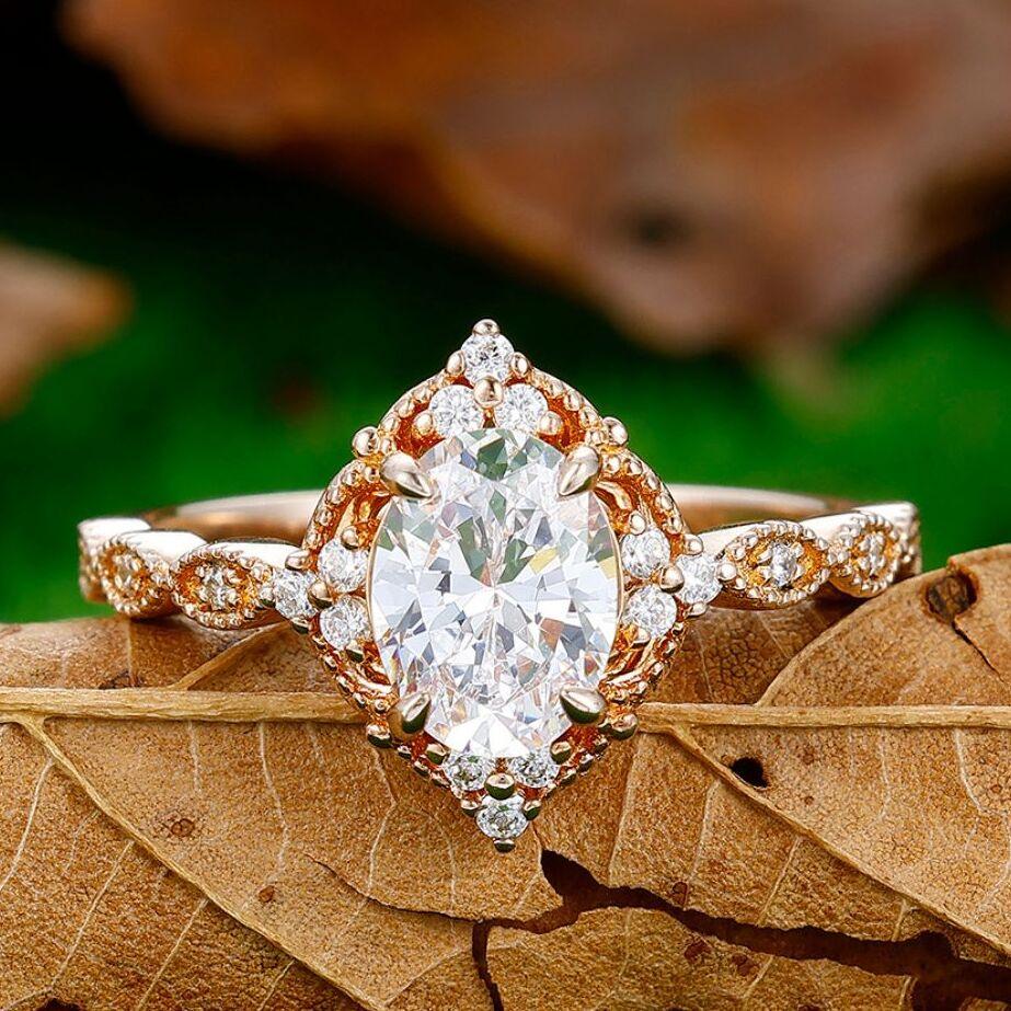 Cubic Zirconia Oval Diamond Purity Rings Dainty Oval Cut