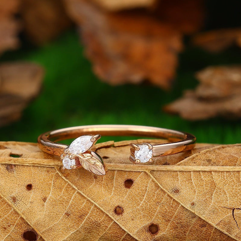 Leaf Wedding Ring Nature Inspired Gold Handmade Wedding Ring