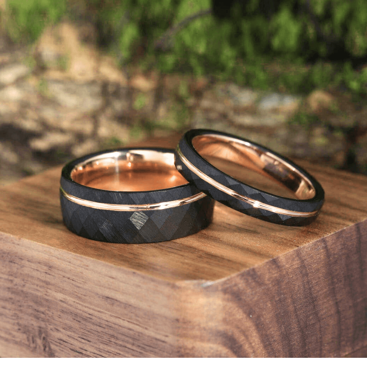 His And Hers Tungsten Wedding Band Set,Men store & Women Set,7mm,5mm,Rose Gold Domed Ring,Tungsten Carbide Ring, Promise Ring For Couple