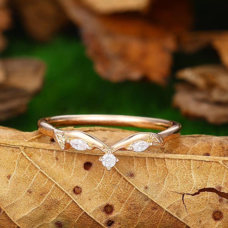 Alliance de mariage assortie incurvée en or massif avec diamant