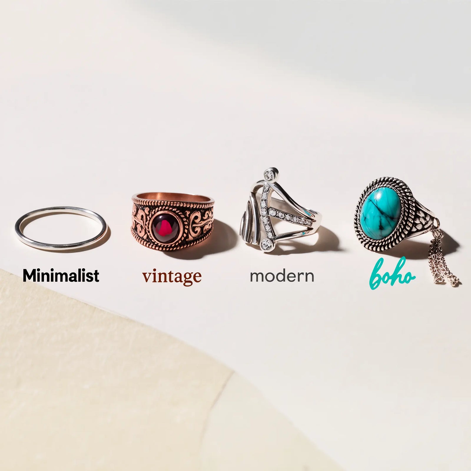 Find Your Ring Aesthetic: Minimalist, Vintage, Modern, or Boho