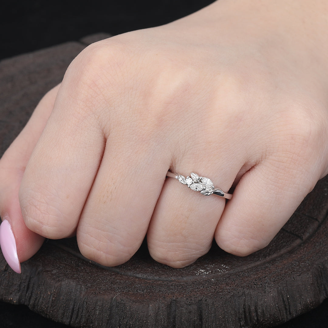 Nature Inspired Leaf Wedding Band Custom Ring For Women