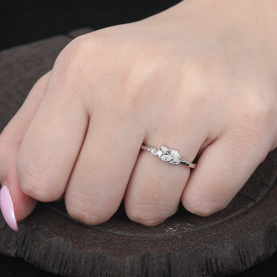 Nature Inspired Leaf Wedding Band Custom Ring For Women