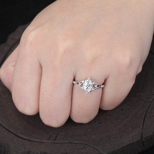 Vintage 1.50CT Split Shanke Oval Cut Moissanite Engagement Ring LadiesWedding Ring -  Esdomera.com