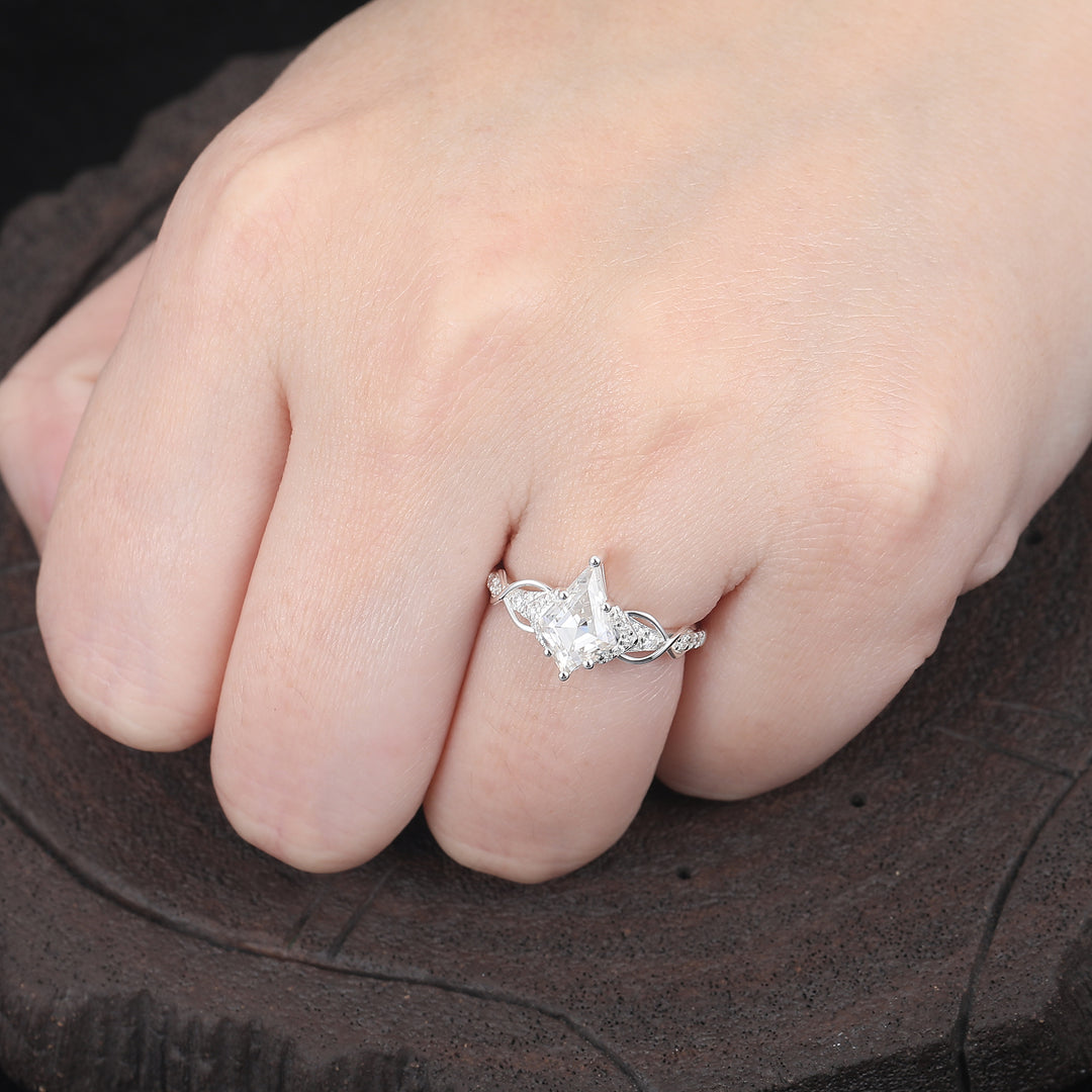 Unique 1.8CT Kite Cut Moissanite Engagement Vine Ring For Women Gift -  Esdomera.com