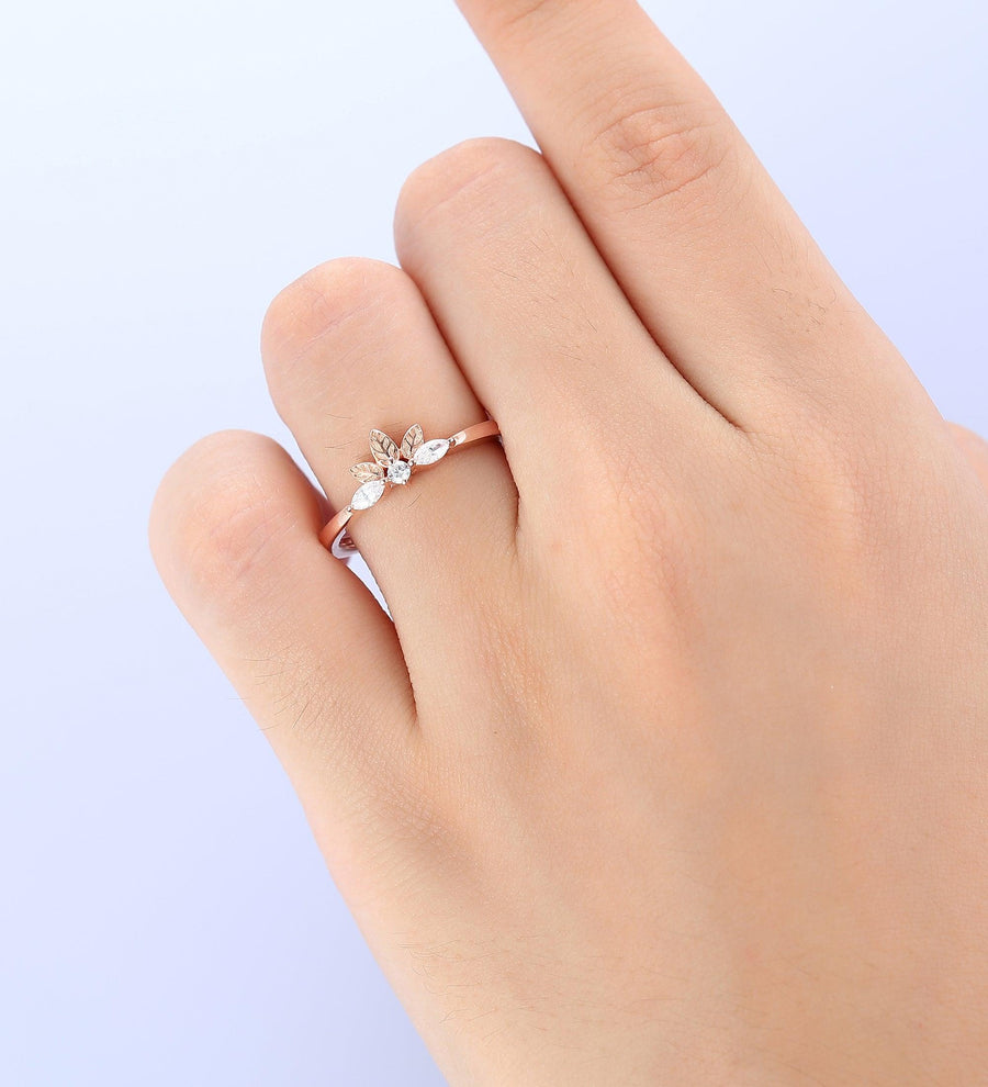 Twig Ring Statement Elegant Stacking Matching Band Curved Band Ring - Esdomera