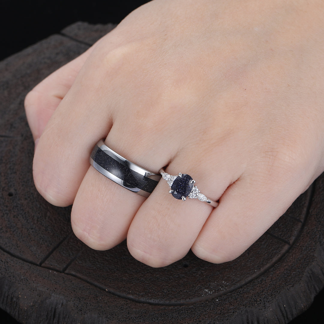 Anello Modello Contorno In Oro Bianco 18k Con Diamanti E Zaffiro Blu Centrale Ref Acon1064bbz 2978 - Foto 7