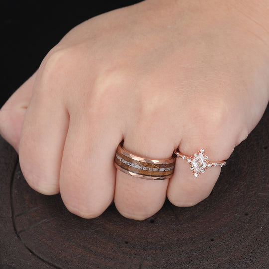 Dainty Filigreed Moissanite Engagement Couple Rings Promise Anniversary Wedding Band For Women And Men