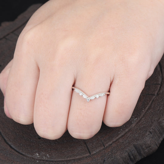 Antique Wedding Moissanite Wedding Promise Twig Ring Stacking Matching Curved Band