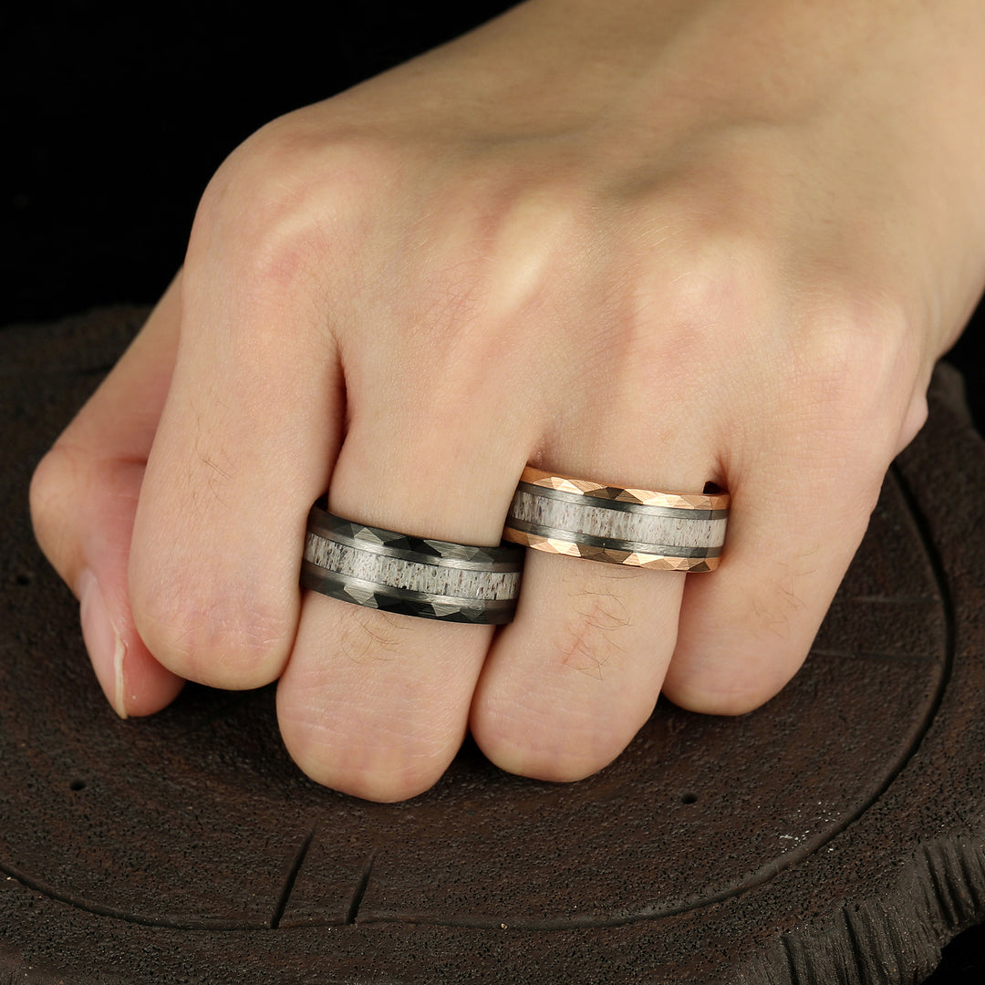 8mm Birch Tungsten Carbide Couple Rings His And Hers Marriage Bands