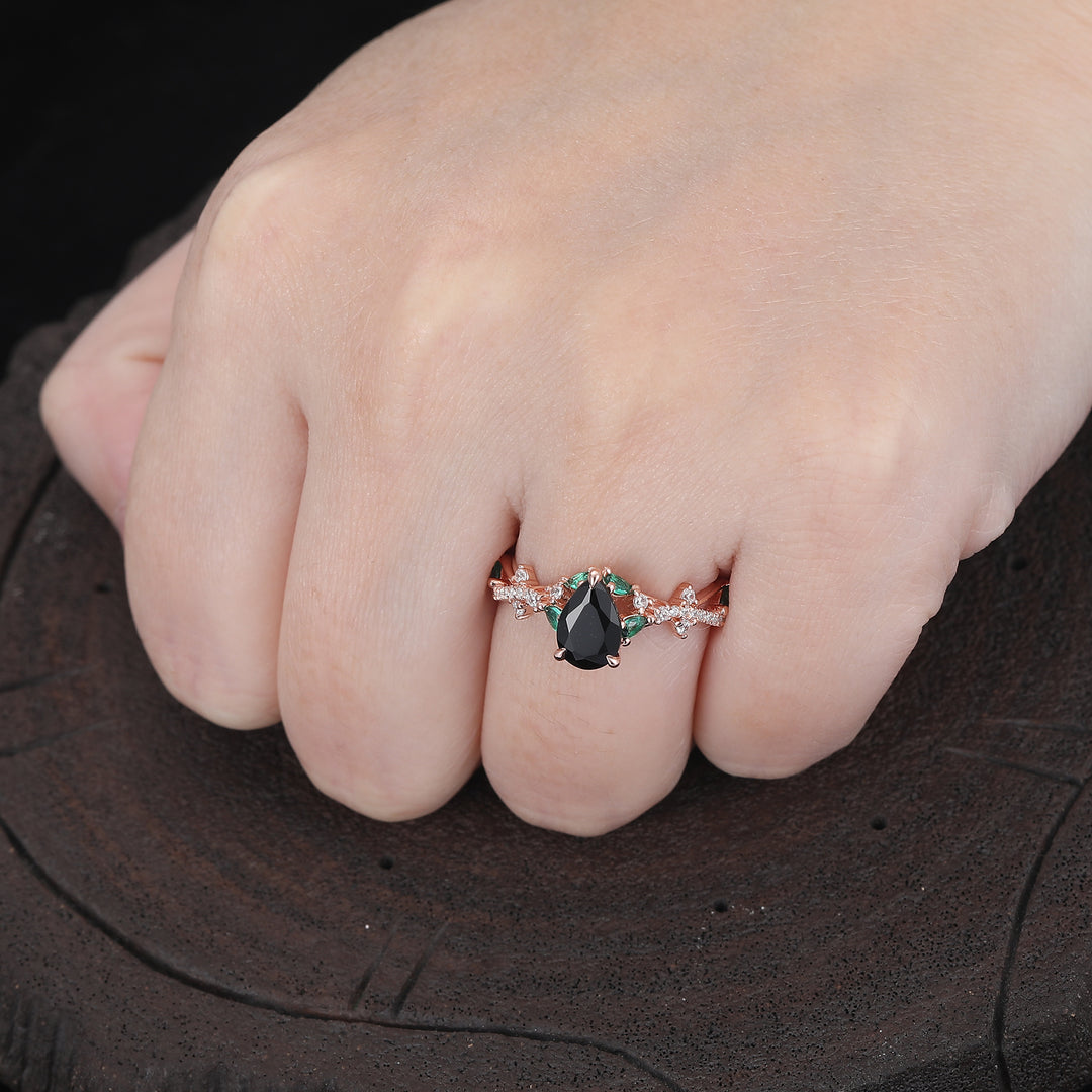 Dazzling Black Onyx Half Eternity Engagement Couples Ring Rose Gold Tungsten His And Hers Wedding Bands -  Esdomera.com