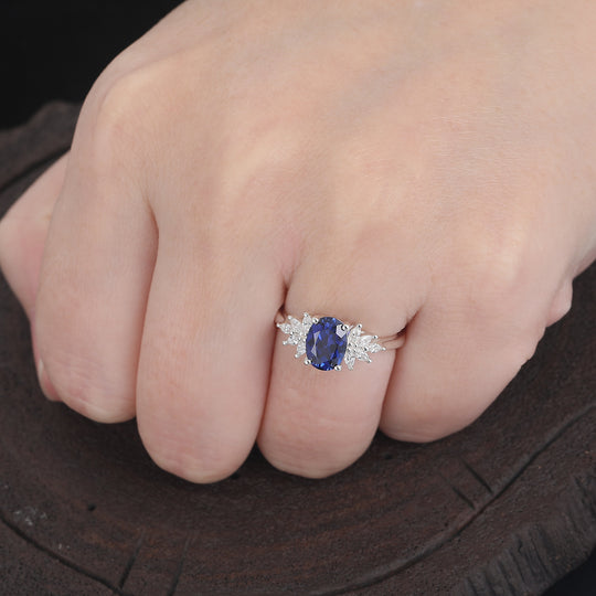 Oval 6x8mm sapphire ring vintage sapphire engagemeng ring moissanite natural sapphire ring -  Esdomera.com