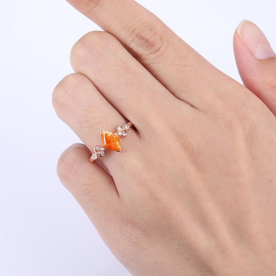 Antique 2.0CT Rhombus Rose Cut Sunstone Vine Ring For Anniversary Gift