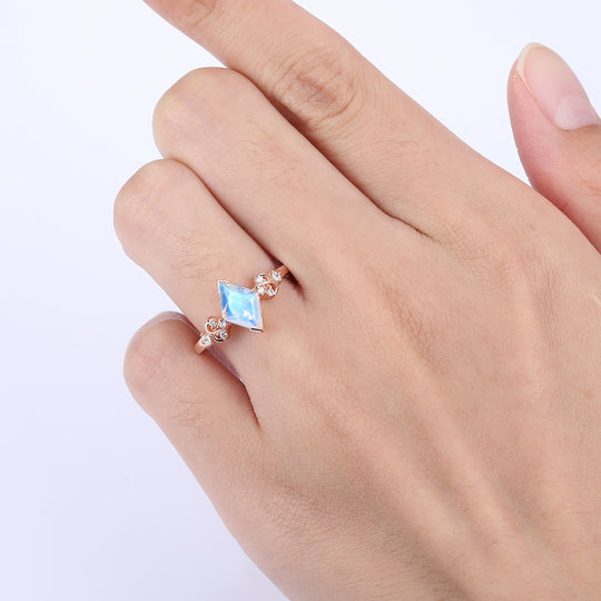 Antique 2.0CT Rhombus Rose Cut Moonstone Vine Ring Gift For Women