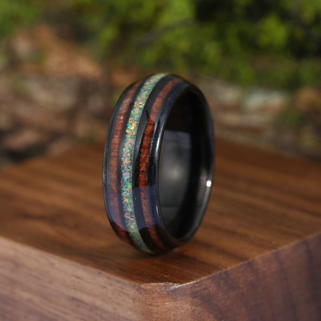 Wood Grain And Camo Shell Inlay Silver Tungsten Friendship Band Rings Forever Rings for Friends