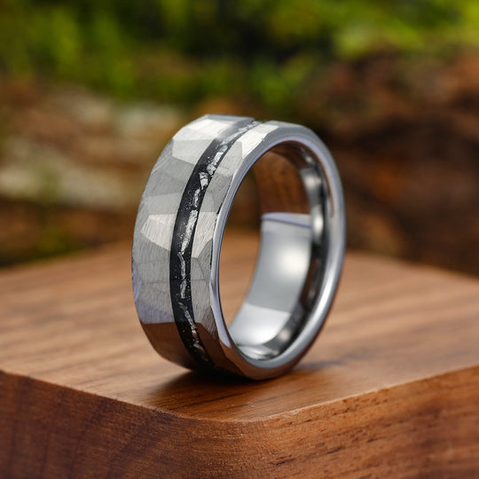 Tungsten Meteorite Unisex Ring Men's Tungsten Band Meteorite Ring for Men