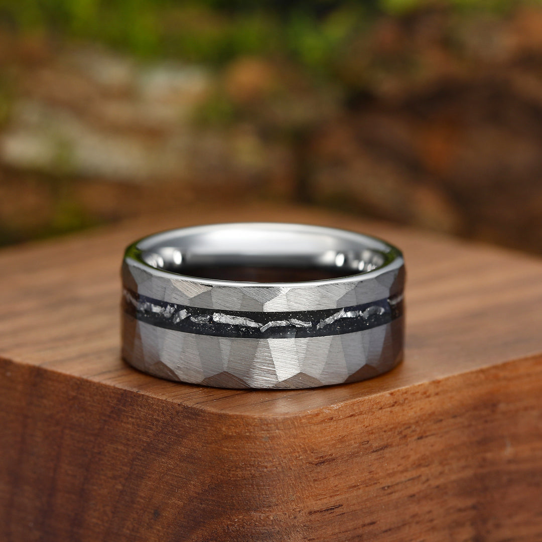 Tungsten Meteorite Unisex Ring Men's Tungsten Band Meteorite Ring for Men