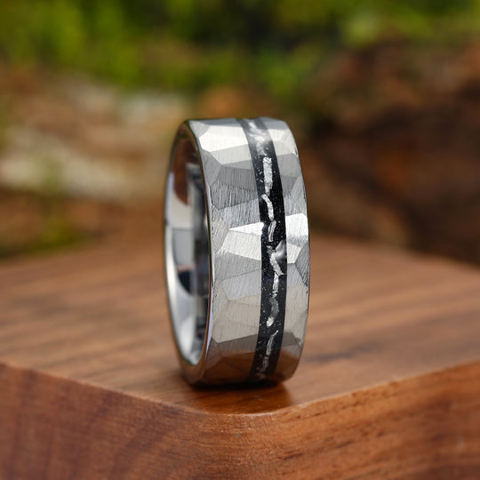 Tungsten Meteorite Unisex Ring Men's Tungsten Band Meteorite Ring for Men