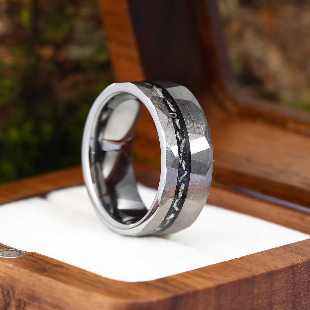 Tungsten Meteorite Unisex Ring Men's Tungsten Band Meteorite Ring for Men