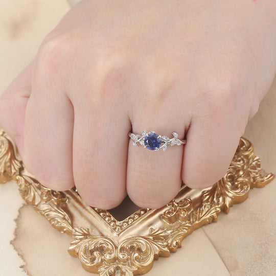 Nature Inspired Leaf Branch Sapphire Bridal Ring Hexagon Cut Sapphire Engagement Ring -  Esdomera.com
