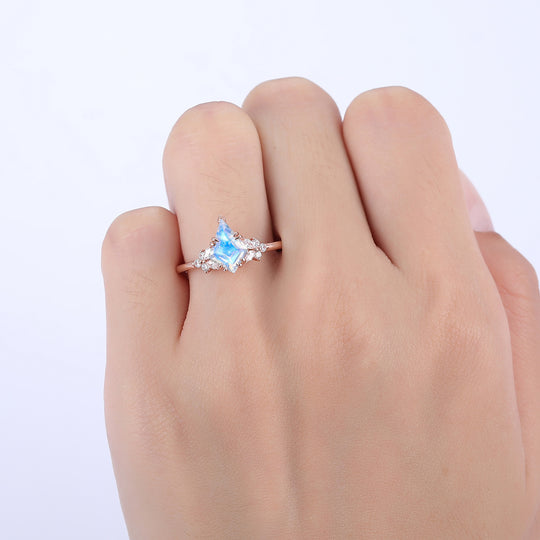 Dainty 1.8CT Kite Cut Moonstone Engagement Ring Women Anniversary Ring