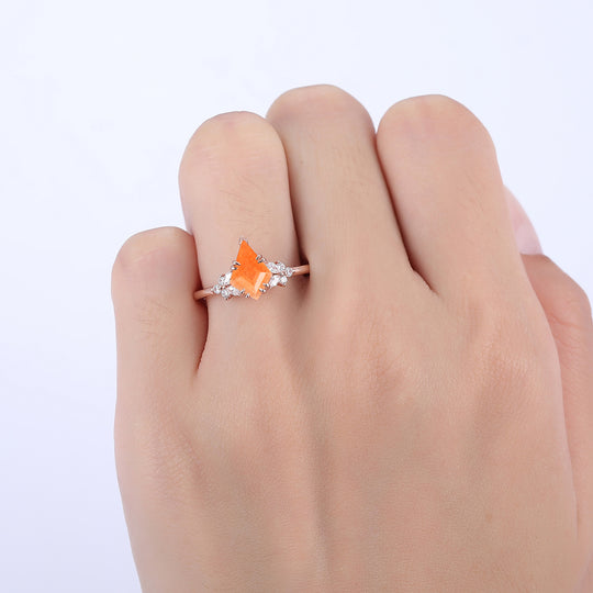 Dainty 1.8CT Kite Cut Natural Sunstone Engagement Ring Women Anniversary Ring