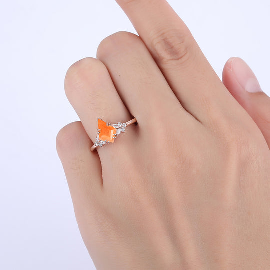 Dainty 1.8CT Kite Cut Natural Sunstone Engagement Ring Women Anniversary Ring