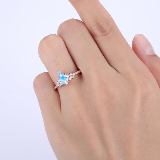 Dainty 1.8CT Kite Cut Moonstone Engagement Ring Women Anniversary Ring