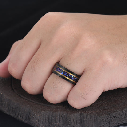 Smooth Sapphire Tungsten Wedding Ring Scratch-resistant 8mm Men's Wide Band