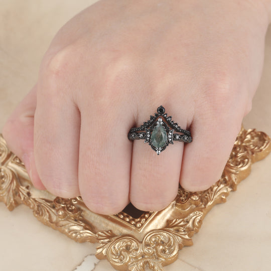 Vintage Unique Natural Moss Agate Engagement Ring Nature Inspired Leaf Ring -  Esdomera.com
