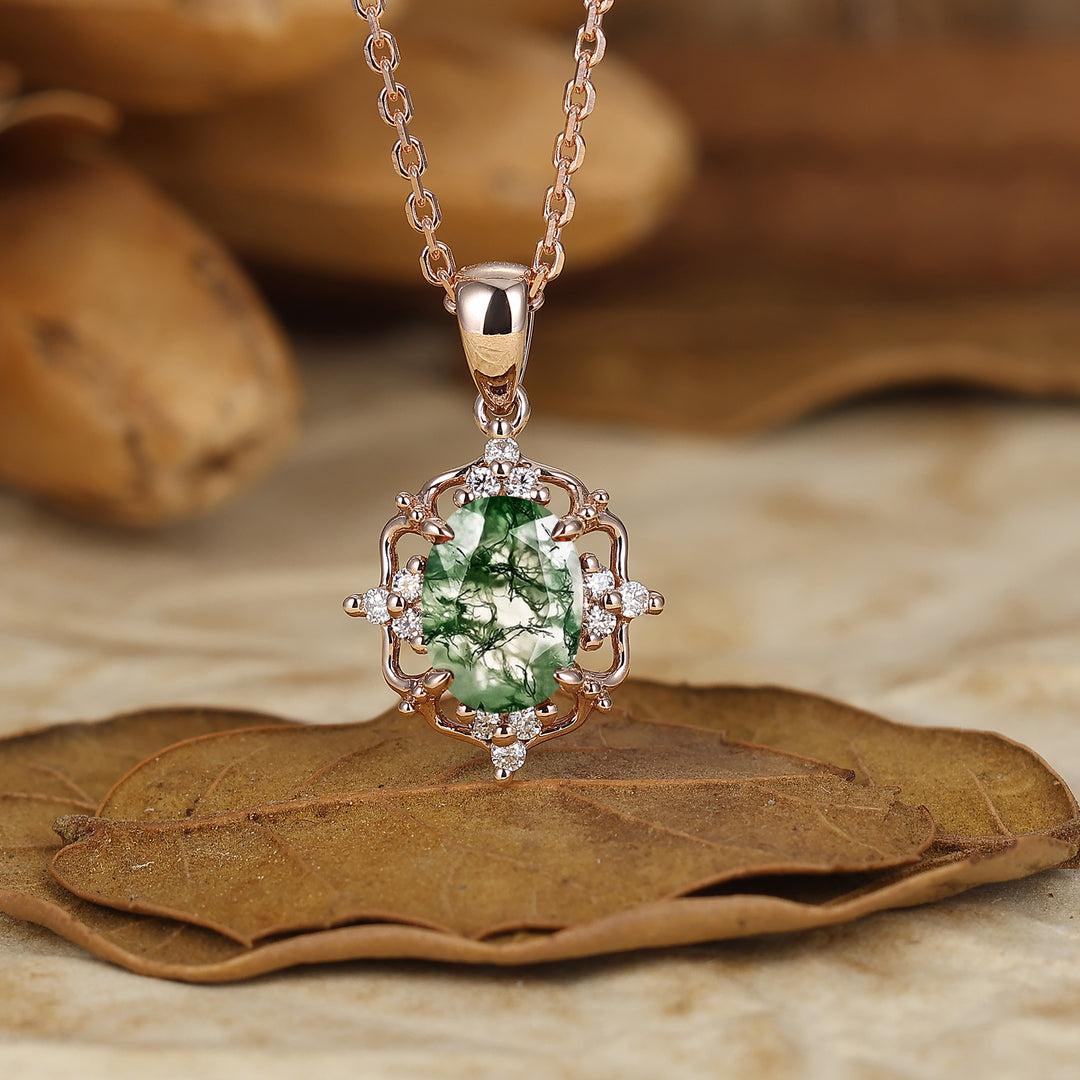 Vintage Oval  Natural Amethyst Pendant Necklace Women Anniversary Bridal Pendant -  Esdomera.com