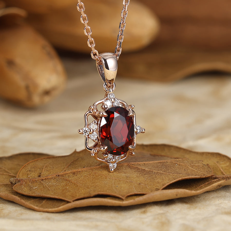 Vintage Oval Natural Red Garnet Pendant Necklace Women Anniversary Bridal Pendant (Copy) -  Esdomera.com