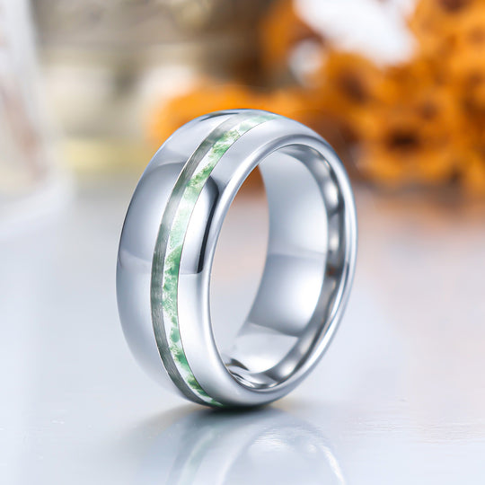 Unisex Moss Agate White Gold Polish Tungsten Eco-Friendly Moss Agate Gold Silver Black Men Women Promise Wedding Ring -  Esdomera.com