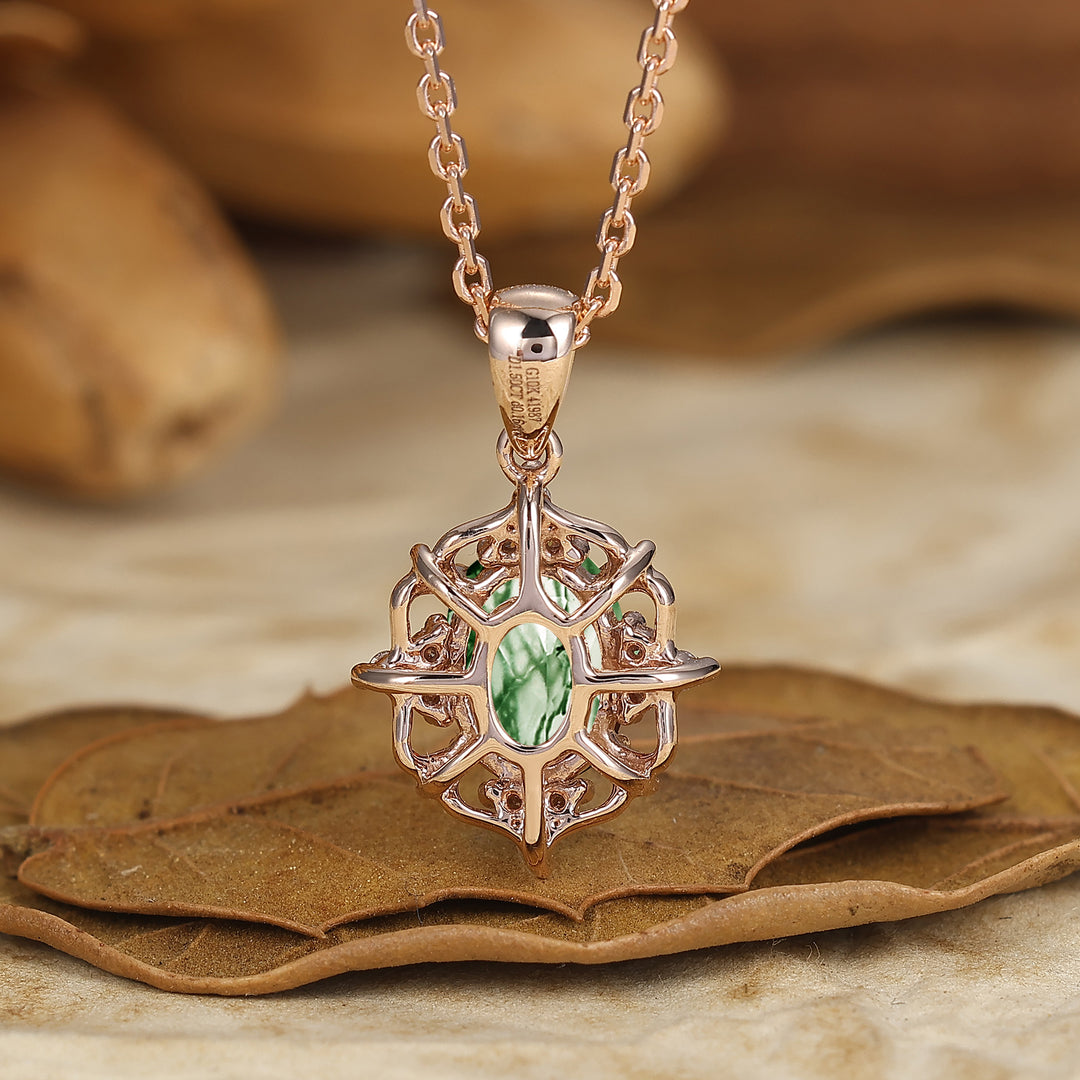 Vintage Oval  Natural Amethyst Pendant Necklace Women Anniversary Bridal Pendant -  Esdomera.com
