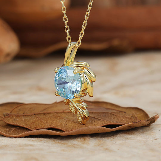 Nature-geïnspireerde ronde geslepen natuurlijke amethist solitaire bladwikkel hanger ketting 14K gouden ketting voor dames