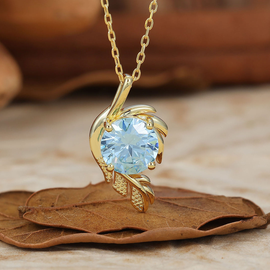 Nature-geïnspireerde ronde geslepen natuurlijke amethist solitaire bladwikkel hanger ketting 14K gouden ketting voor dames