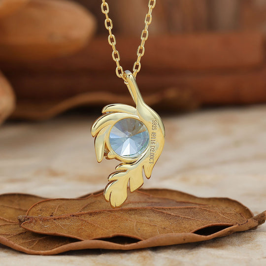 Nature-geïnspireerde ronde geslepen natuurlijke amethist solitaire bladwikkel hanger ketting 14K gouden ketting voor dames