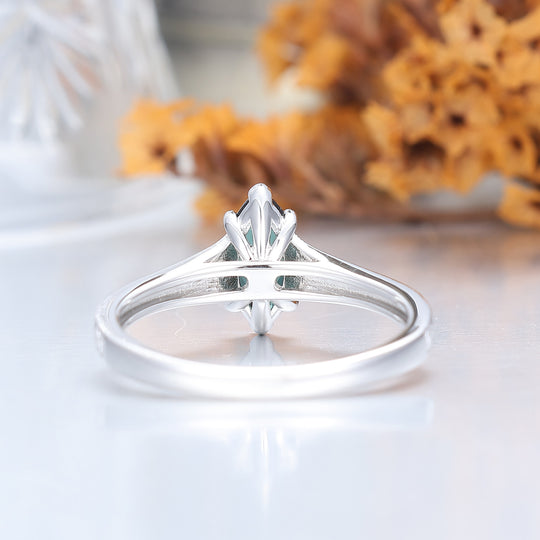 Anillo de compromiso antiguo estilo solitario con zafiro verdeazulado (teal), filigrana, talla marquesa, zafiro azul verdoso, anillo de boda