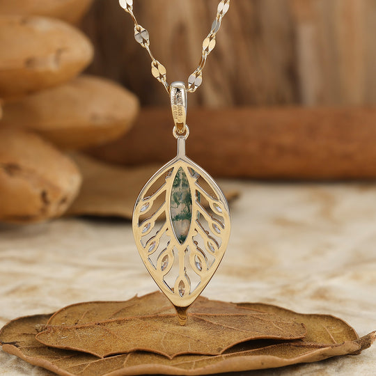 925 Silber Marquise Natürlicher Amethyst Feder-/Blatt-Design Anhänger Halskette 14K Gold Halskette für Damen