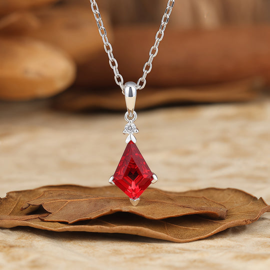 Dainty Kite Cut Emerald Necklace Pendant Emerald Jewelry Birthday Gift